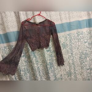 Purple Mesh crop top, hand dyed